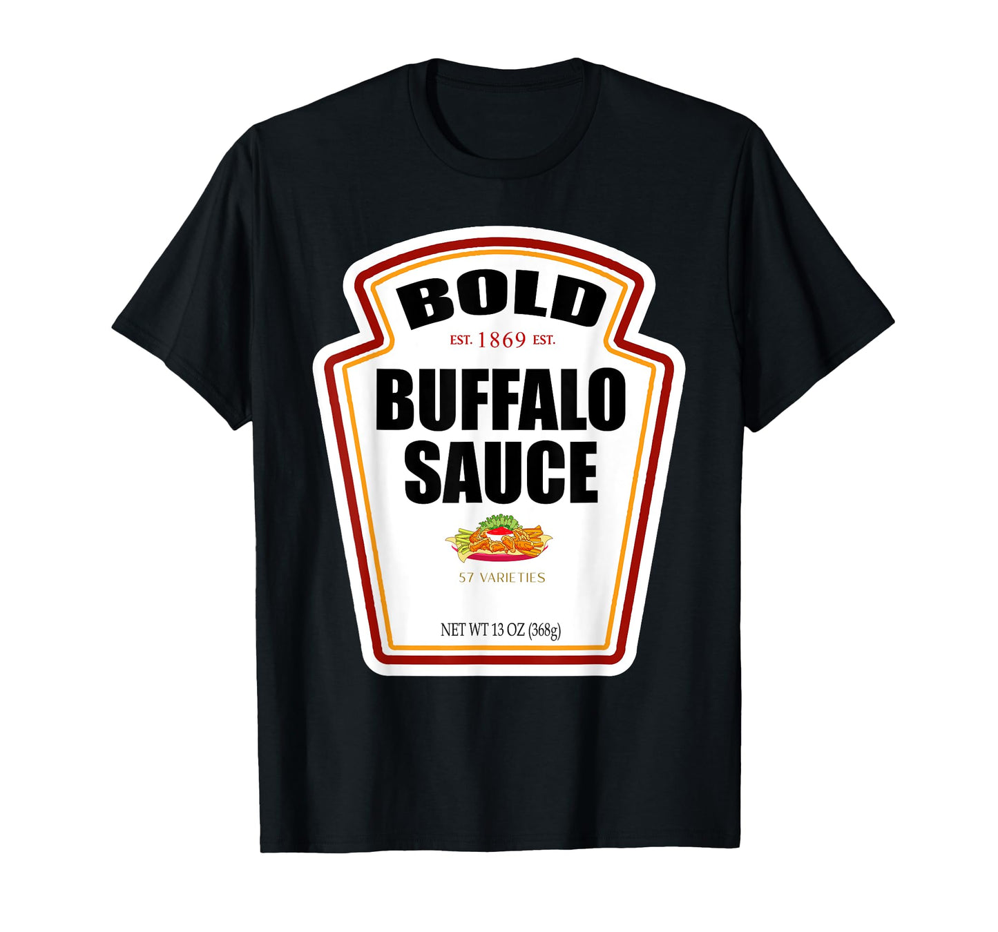 Bold Buffalo Sauce Bottle Label Funny Halloween Costume T-Shirt
