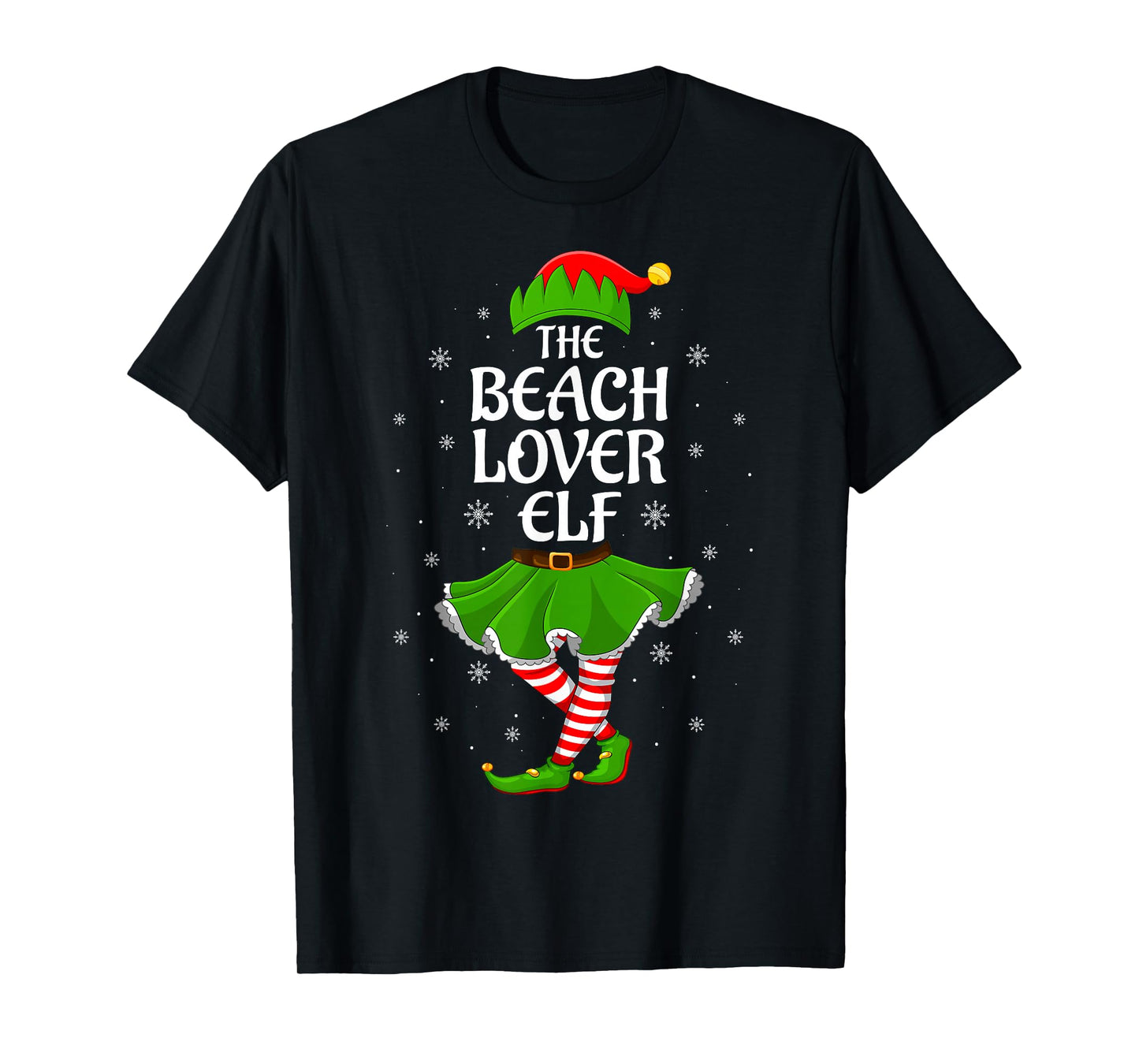Beach Lover Elf Christmas Family Girls Women Elf Squad Xmas T-Shirt