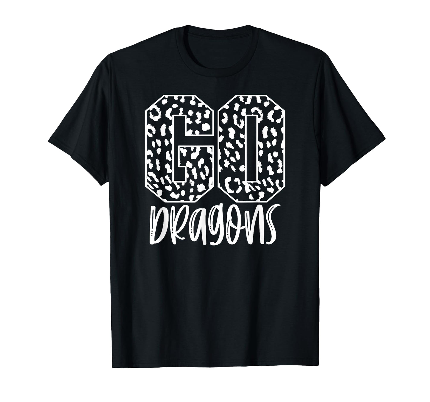 Dragons Team Mascot School Spirit Game Night Leopard Print T-Shirt