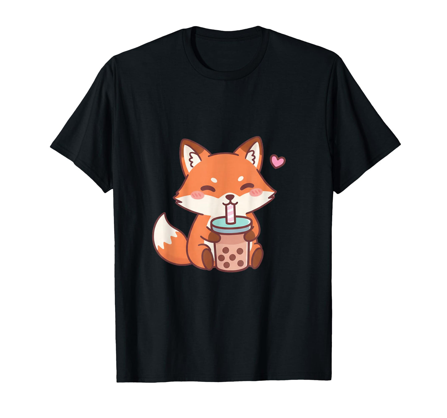 Cute Fox Kawaii Anime Drinking Bubble Tea Lover Girls T-Shirt