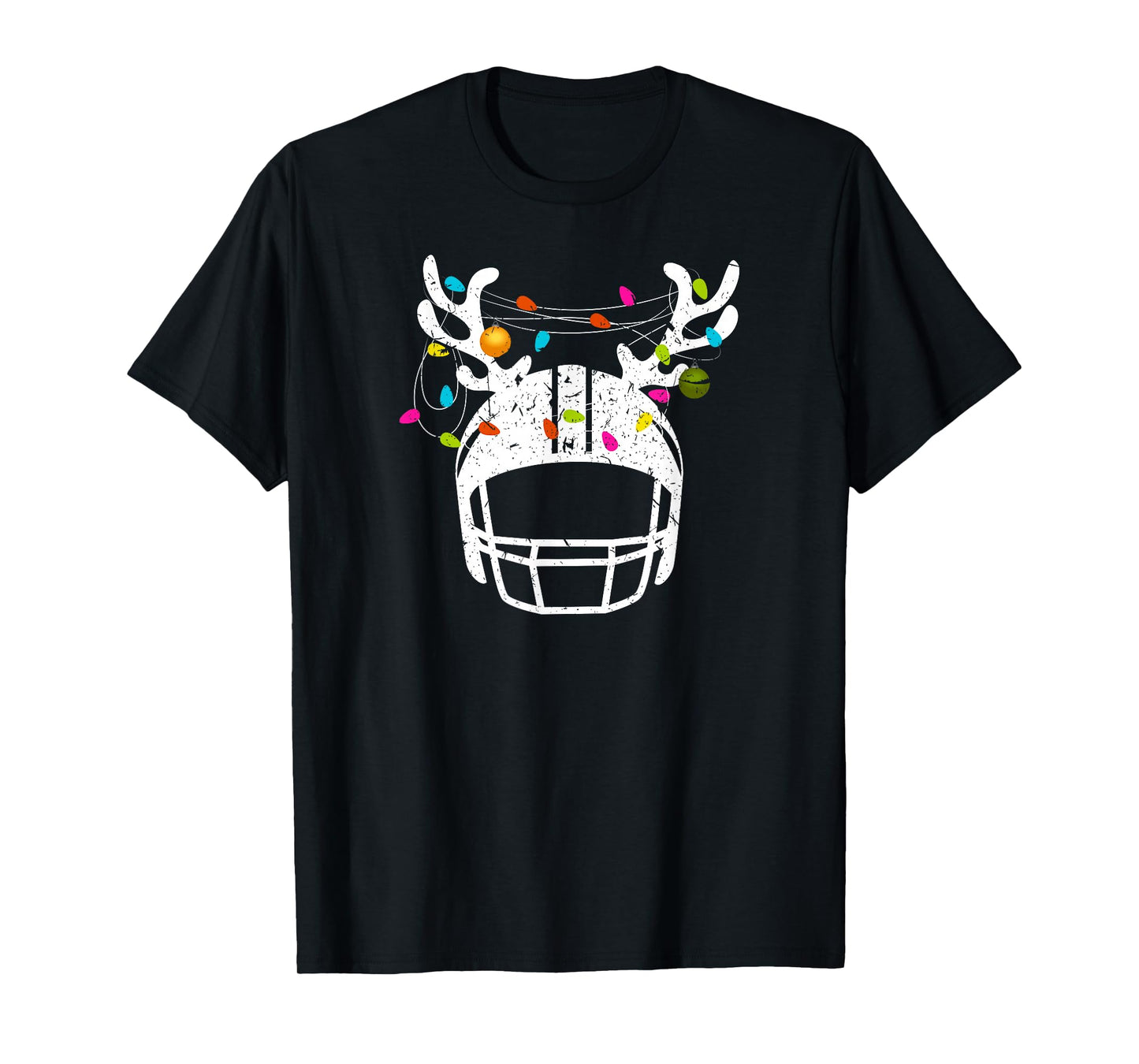 Christmas Lights Football Helmet Funny Xmas T-Shirt