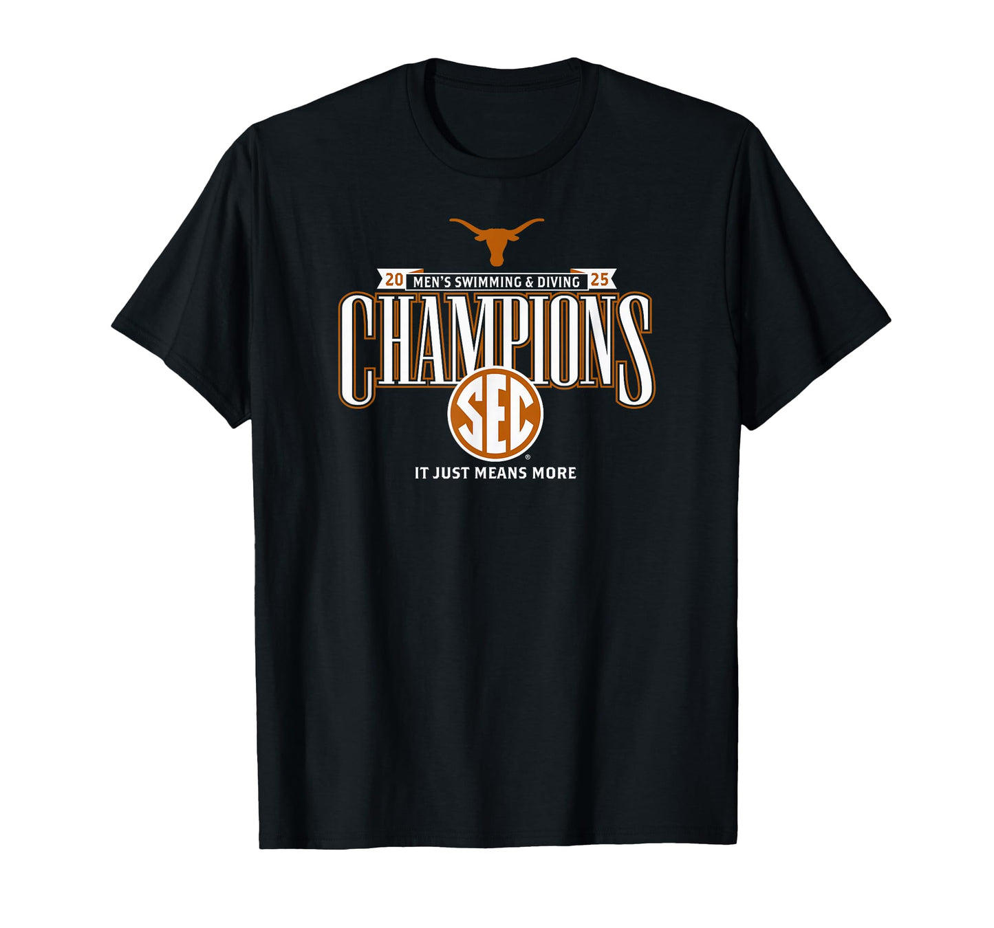 Texas Longhorns Men's Swimming & Diving SEC Champs 2025 T-Shirt