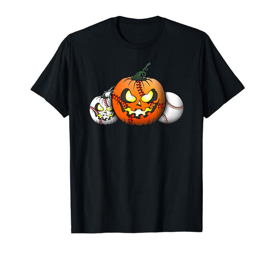 Horror Pumpkin Baseball Halloween Baseball Boys Youth Men T-Shirt