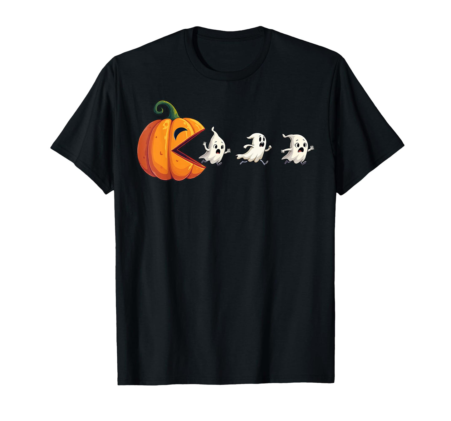 Funny Halloween Gamer Pumpkin Eating Ghosts T-Shirt