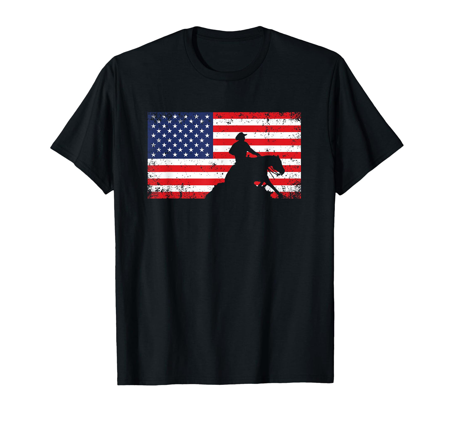 Mens Womens USA Flag America Patriotic Reining Horse Shirt T-Shirt