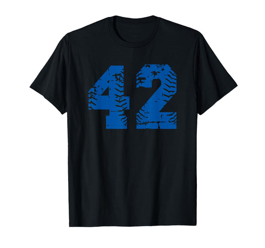 Number #42 Baseball Blue Vintage Number T-Shirt