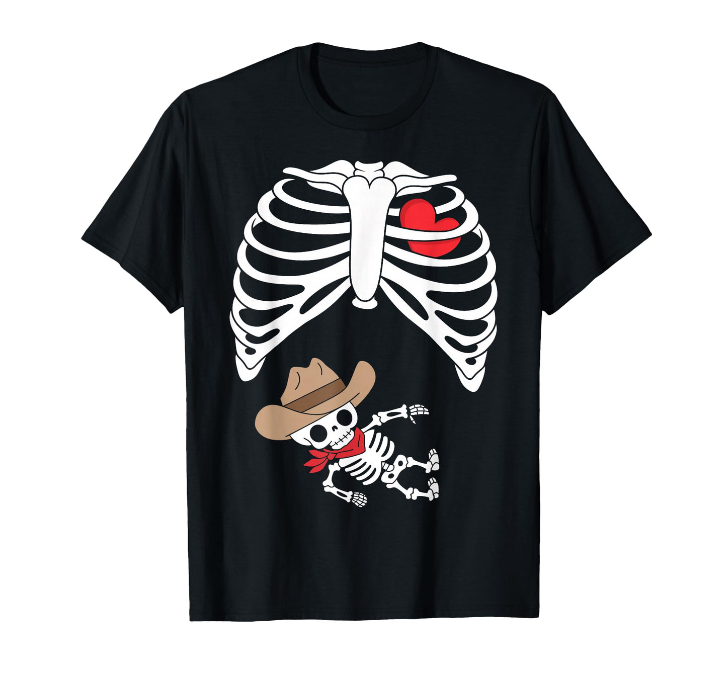 Baby Pregnancy Halloween Skeleton Xray Cowboy Boy Pregnant T-Shirt