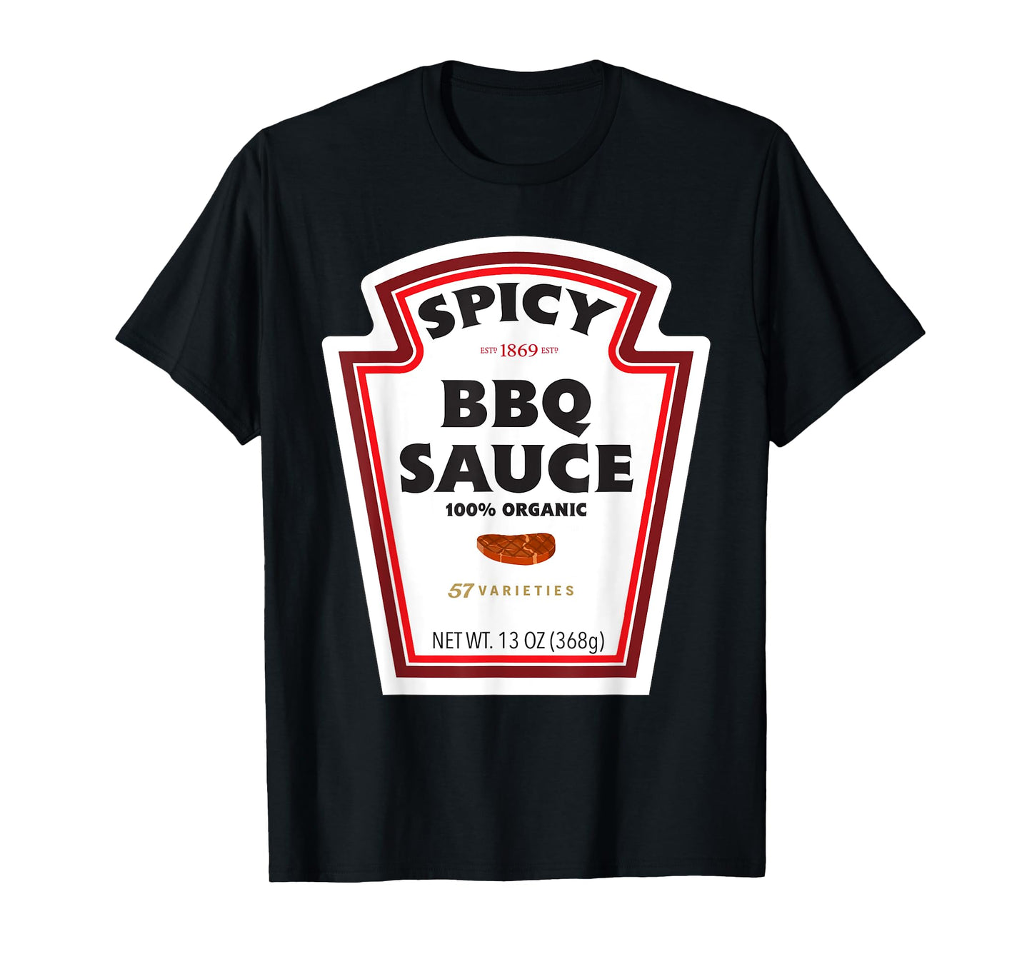 Spicy BBQ Sauce Bottle Label Funny Halloween Costume Outfit T-Shirt