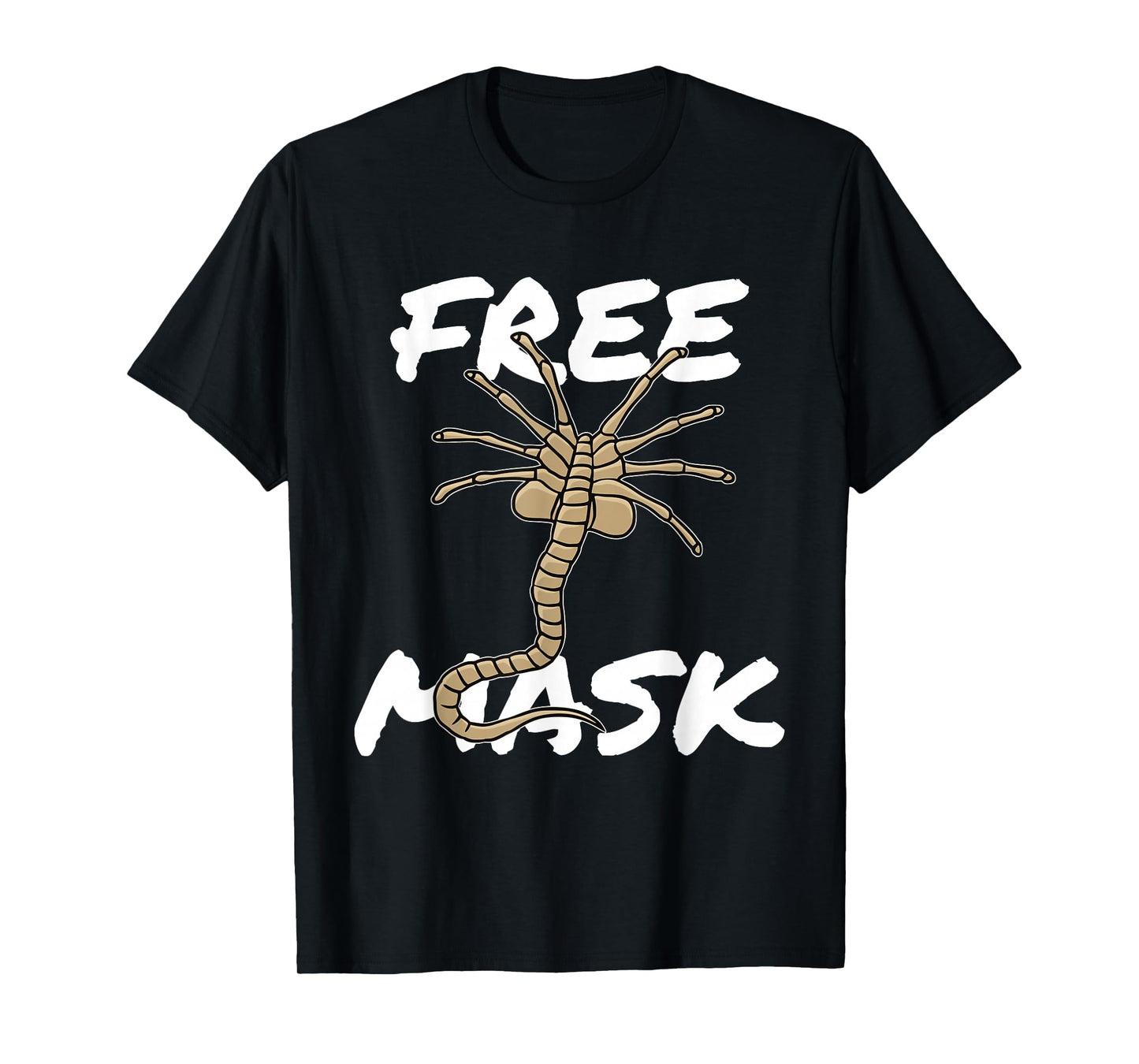 Free Mask - Funny Face Alien Hugger Creature Mask T-Shirt