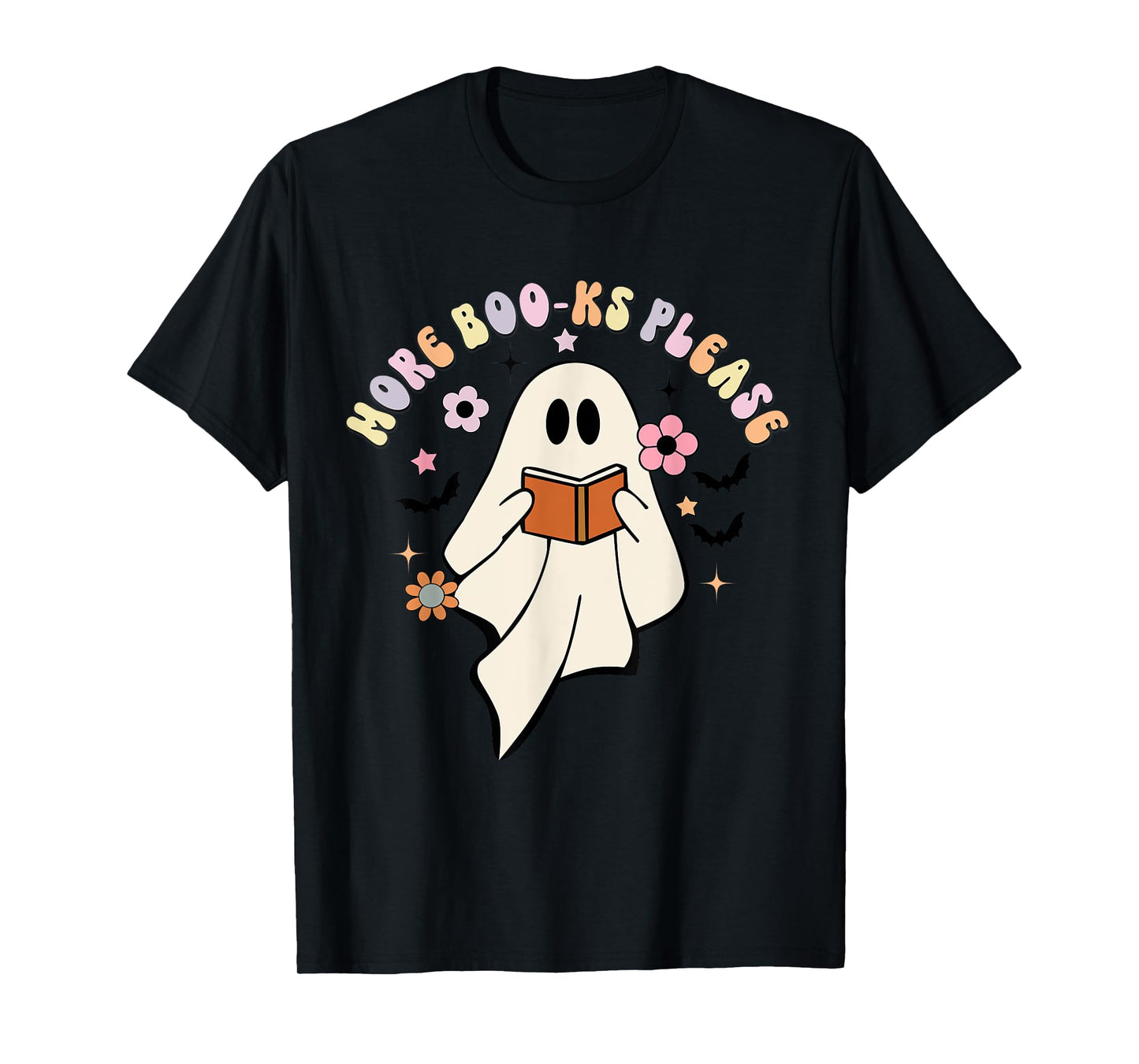 More Boo-ks Please, Retro Cute Ghost Book Reading Halloween T-Shirt