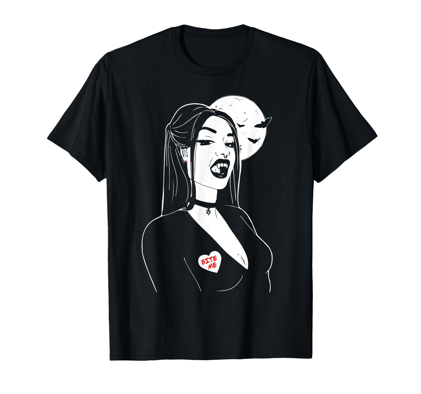 Vampire Girl Bite Me, Art Desing Tee, Beauty Vamp T-Shirt