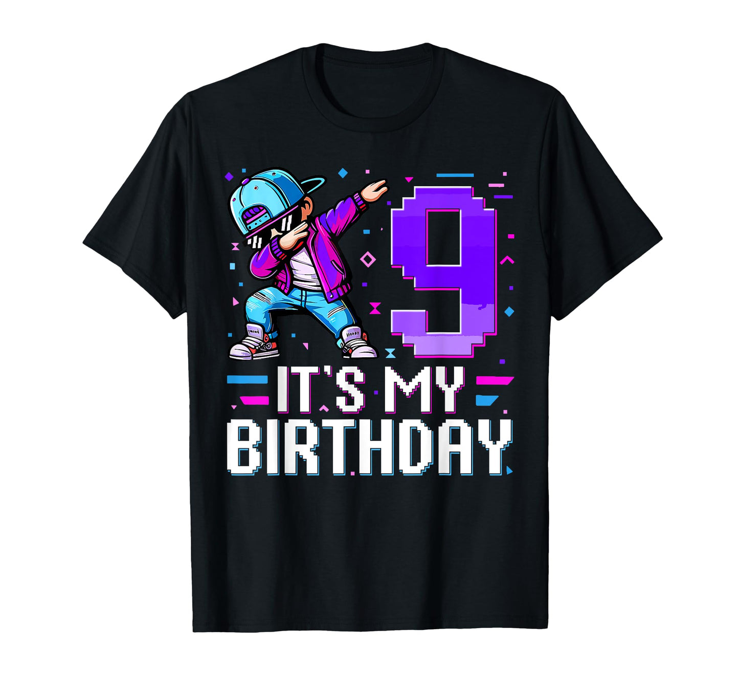 It's My Birthday 9th Birthday Boy Dabbing 9 Year Old Gaming T-Shirt