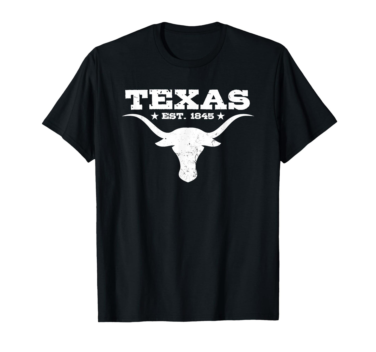 Vintage Texas Distressed Est. 1845 Longhorn Bull T-Shirt