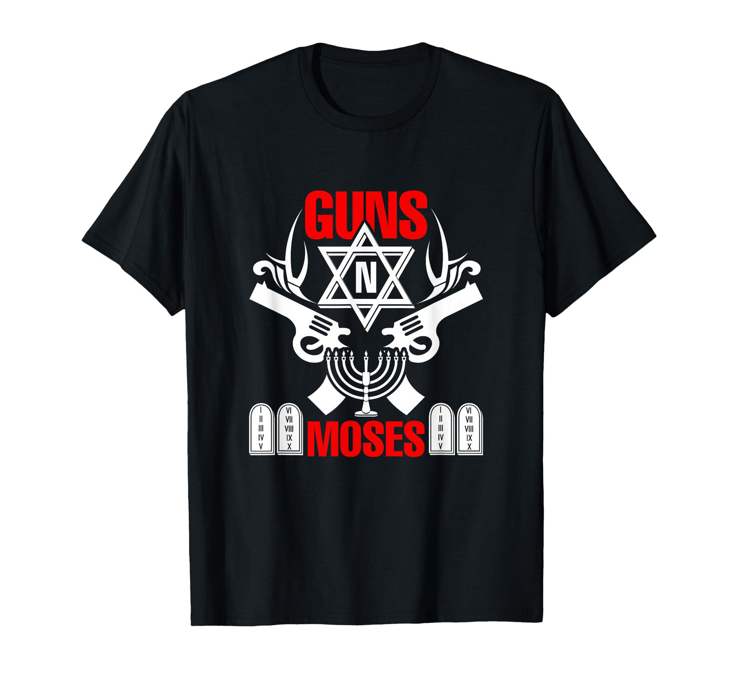 Guns N Moses T-Shirt - Funny Jewish Israeli Army Rock Tee T-Shirt