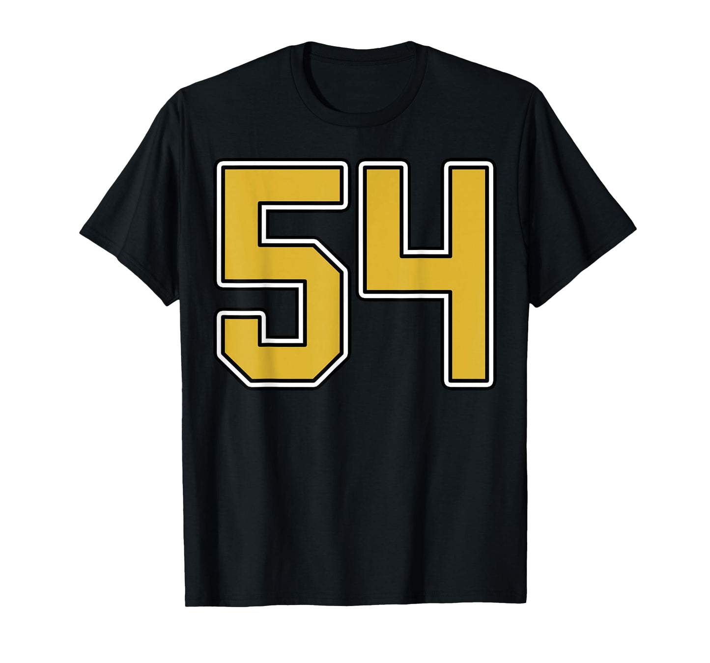 Old Gold Black White Sports Number 54 Jersey Uniform Player T-Shirt