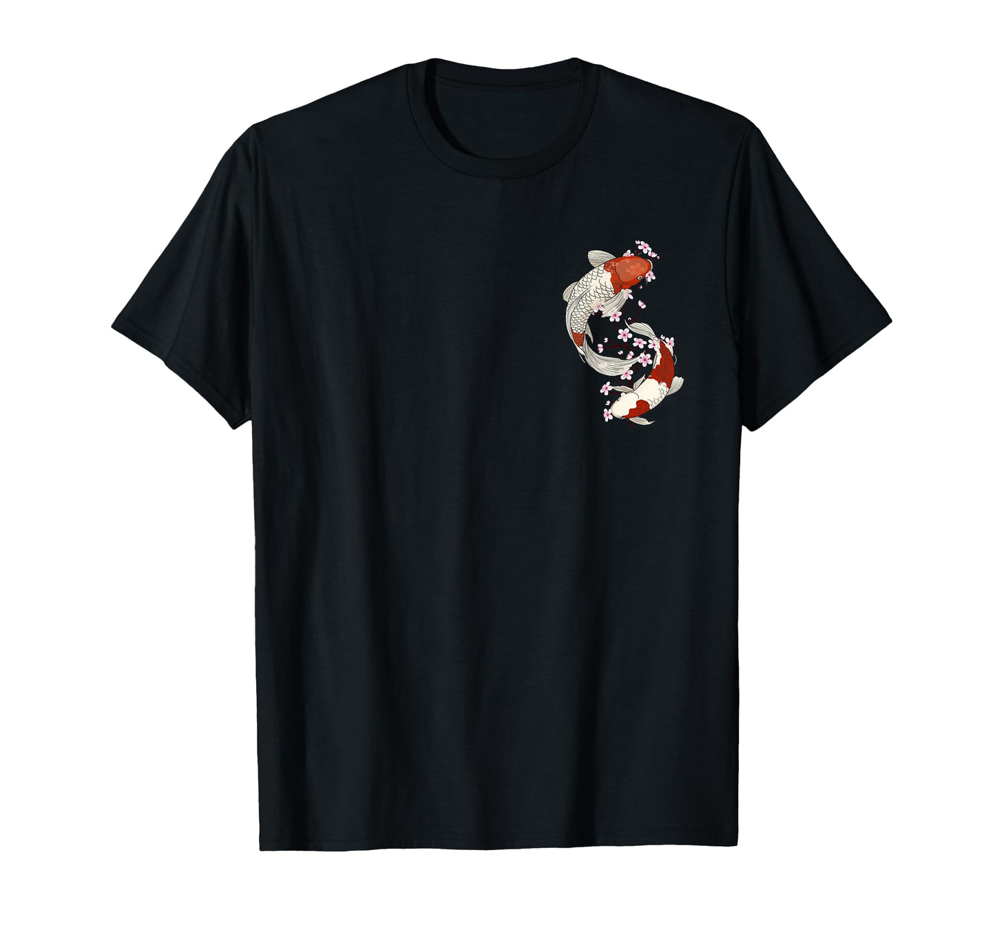 Japanese Koi Fish and Cherry Blossom Floral Art T-Shirt