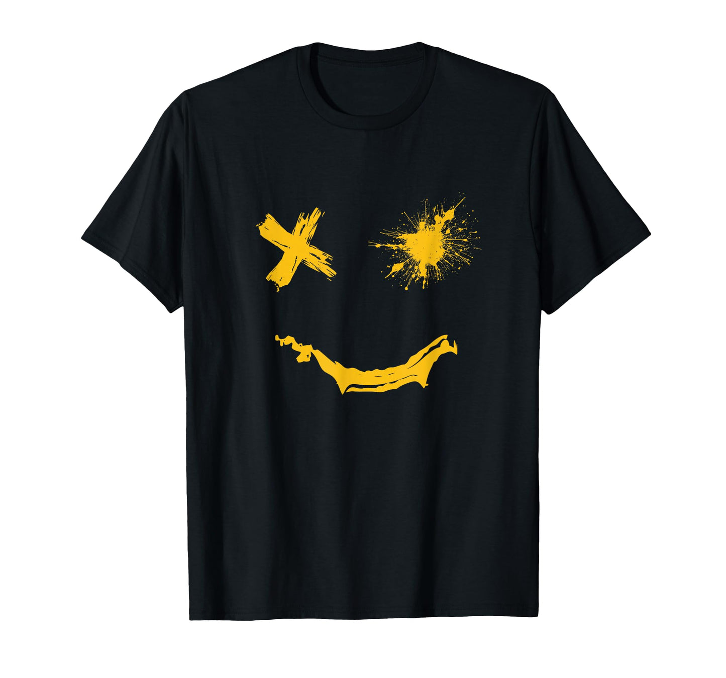 Varsity-Gold Grunge Smile University-Gold Color Graphic T-Shirt