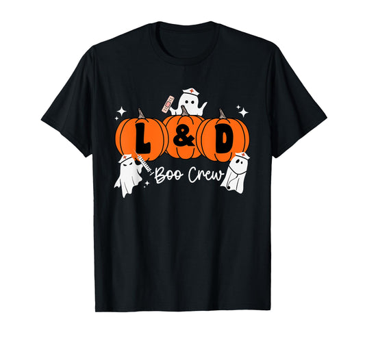 Labor and Delivery Halloween Pumpkin L&D Boo Crew Nurse T-Shirt
