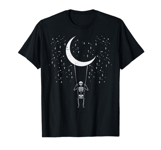 Halloween Skeleton Moon Swing Vintage Costume Men Women Kids T-Shirt