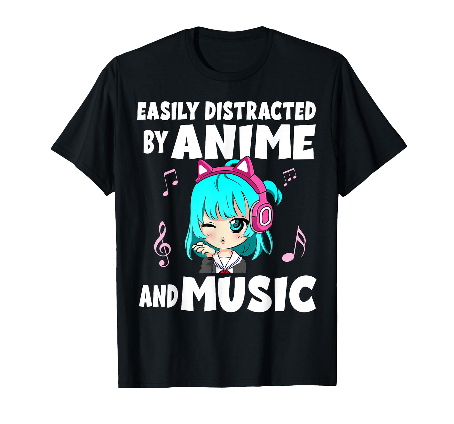 Funny Anime and Music Girl for Teen Chibi Graphic Anime Girl T-Shirt