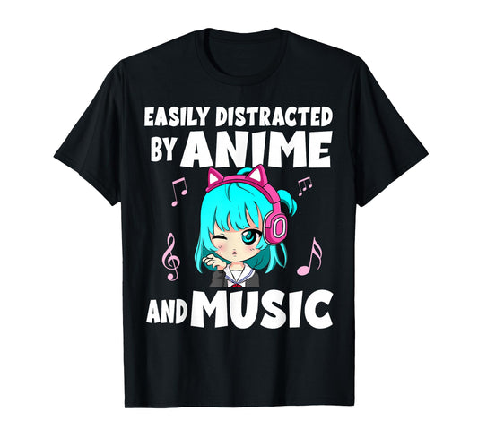 Funny Anime and Music Girl for Teen Chibi Graphic Anime Girl T-Shirt