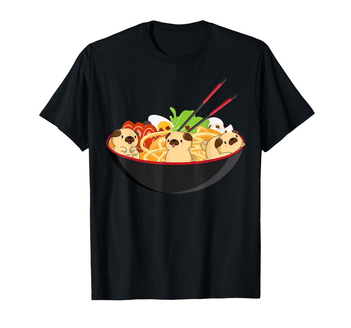 Cute Pug & Ramen Tee Kawaii Anime Pug Puppy Lover Gift T-Shirt