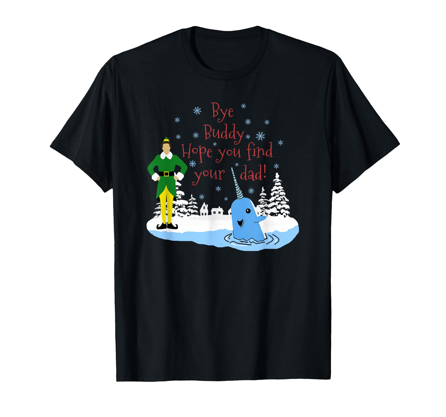 Happier Holidays Unisex-Kids Christmas Narwhal Elf T-Shirt