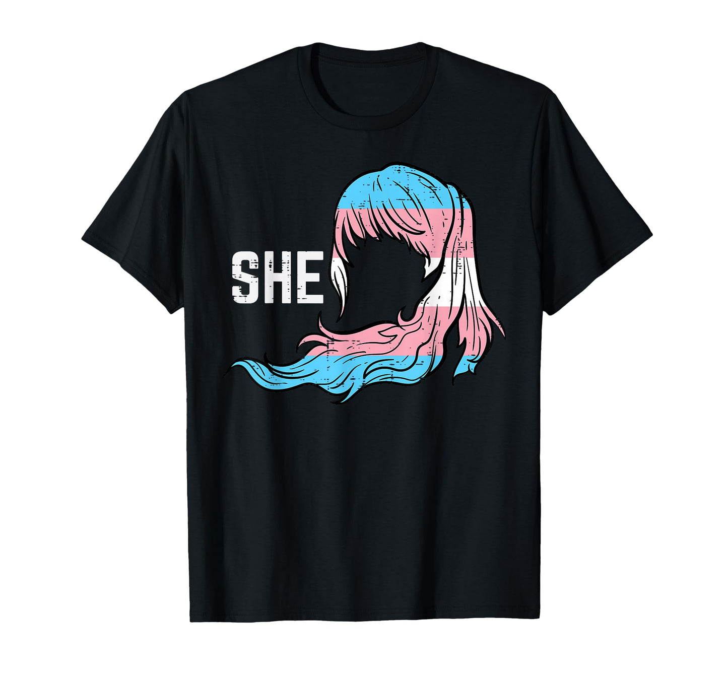 Transgender She Anime Hair Trans Pride Transsexual Flag Lgbt T-Shirt