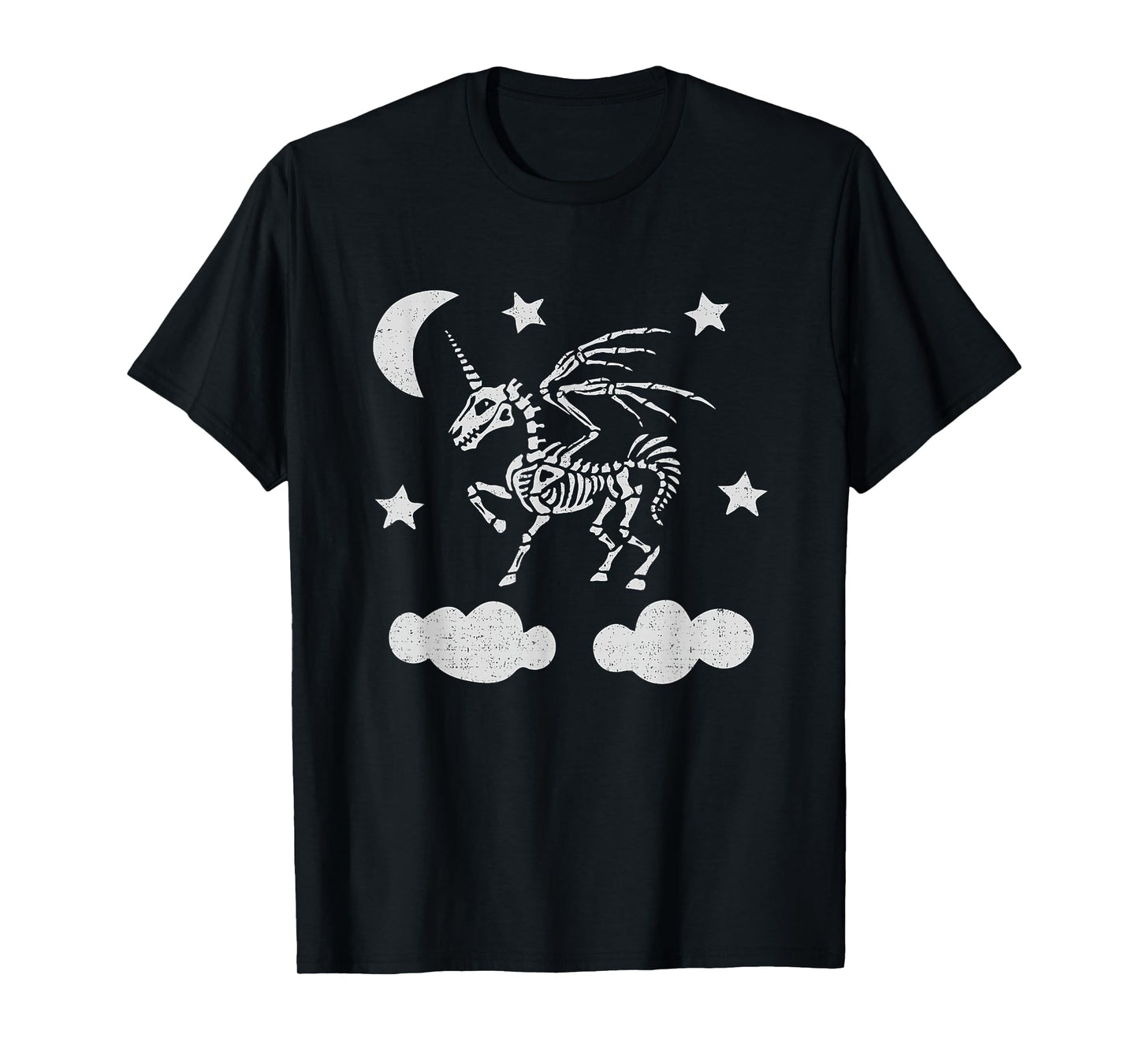 Unicorn Pegasus Skeleton T-Shirt Halloween Moon Stars TShirt T-Shirt