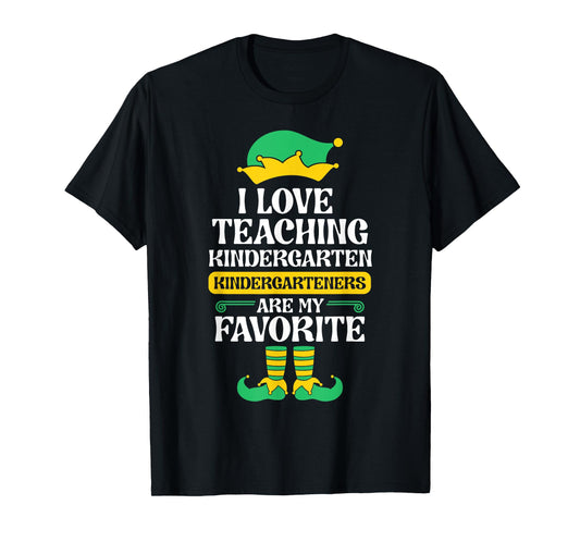 Kindergarten Teacher Elf Christmas Kinder I Love Teaching T-Shirt for Men Women Kids