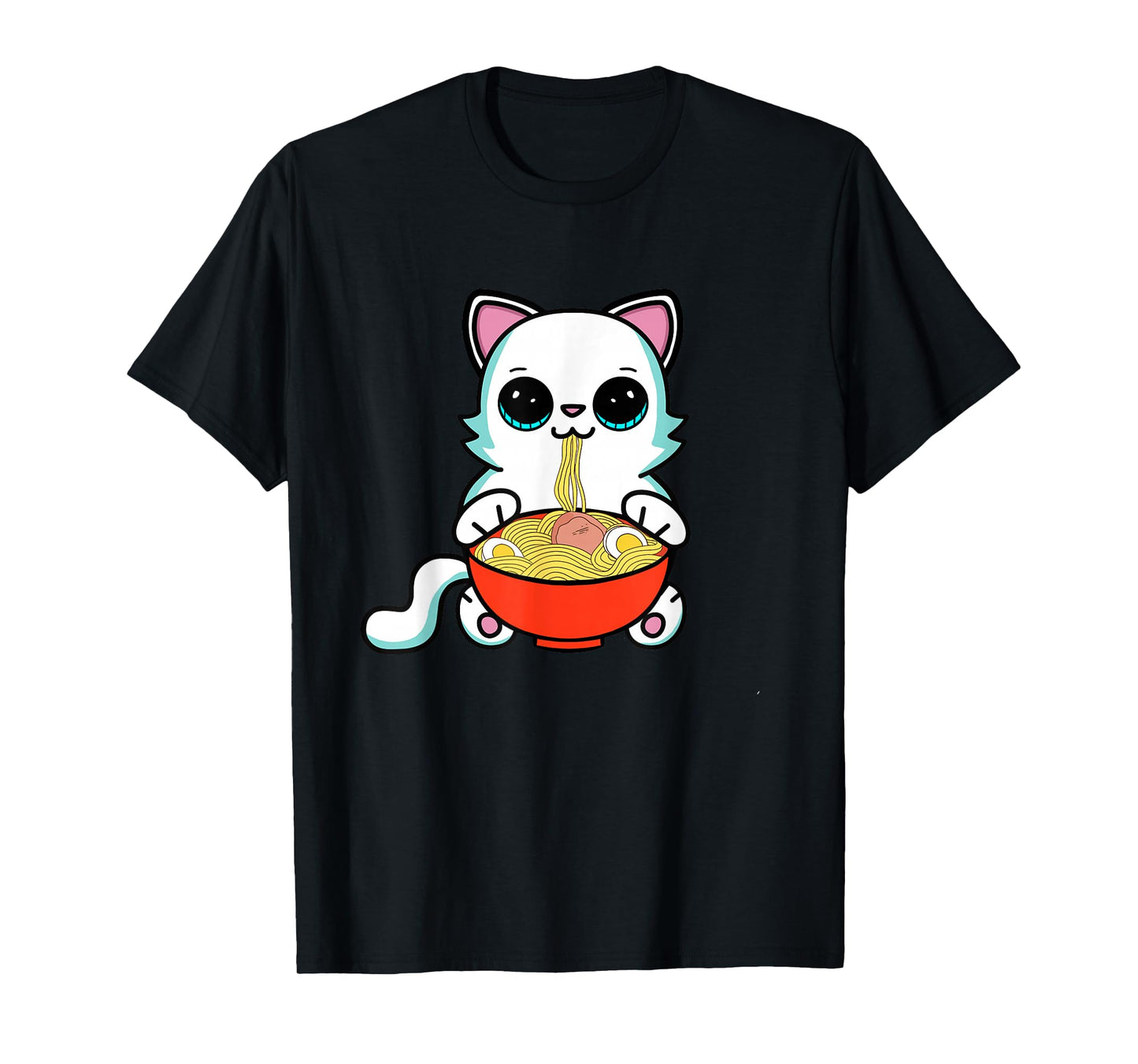 Ramen Cat Kawaii Anime Neko Cat Eating Japanese Noodles T-Shirt