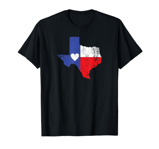 Texas Heart Flag State Outline T-Shirt