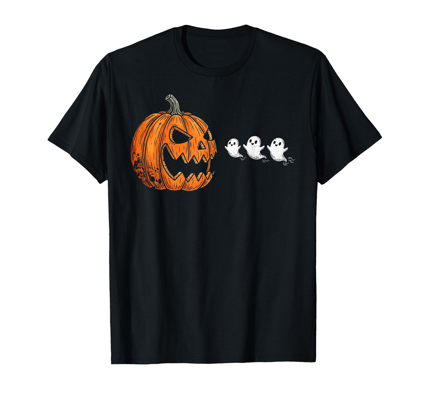 Pumpkin Chasing Ghost Funny Halloween Gamer Costume T-Shirt