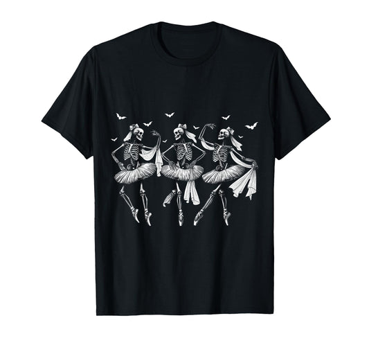 Skeleton Ballerinas Ballet Dance Cute Halloween Costume Girl T-Shirt