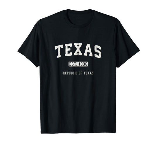 Texas T-Shirt Vintage Sports Design Republic of Texas Tee T-Shirt