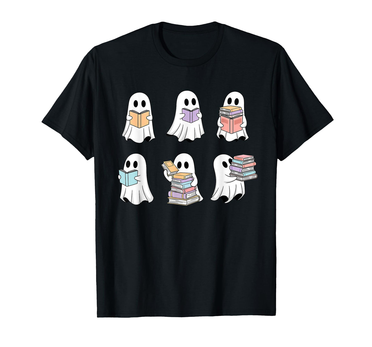 Cute Boo Ghost Reading Books Halloween Librarian Teacher Kid T-Shirt