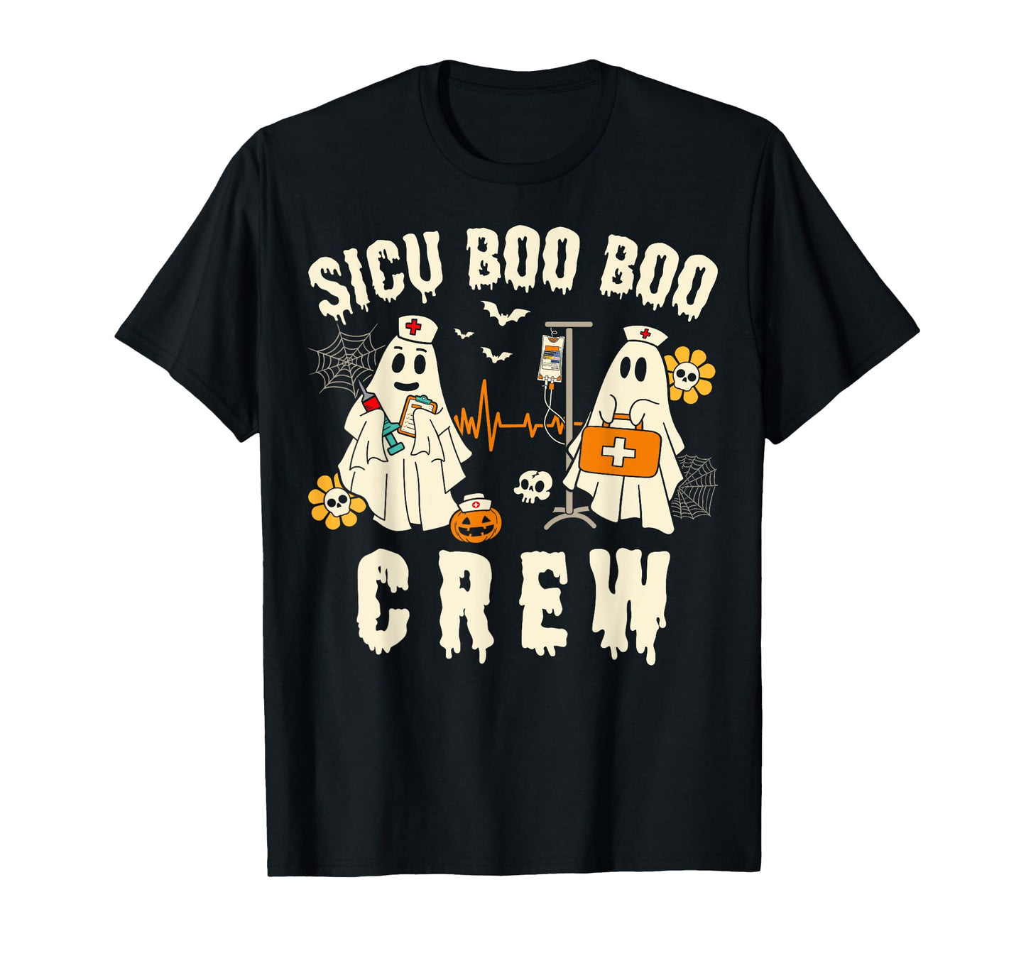 SICU Nurse Cute Health Worker Halloween Ghost Nurse T-Shirt