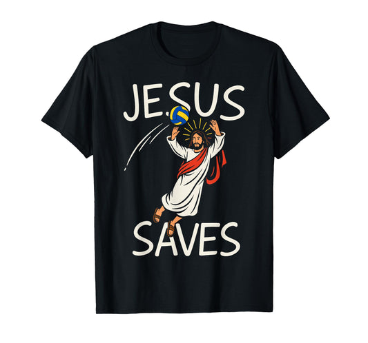 Funny Jesus Saves Volleyball Christian Joke Tee Player Coach T-Shirt