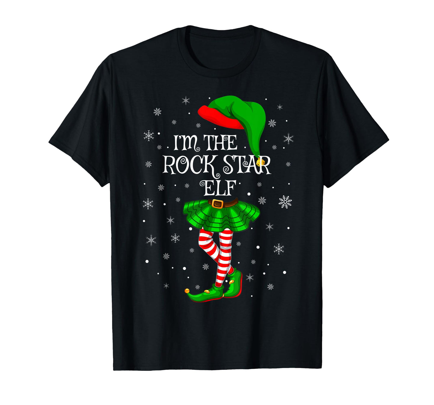 Family Matching Women Girls I'm The Rock Star Elf Christmas T-Shirt