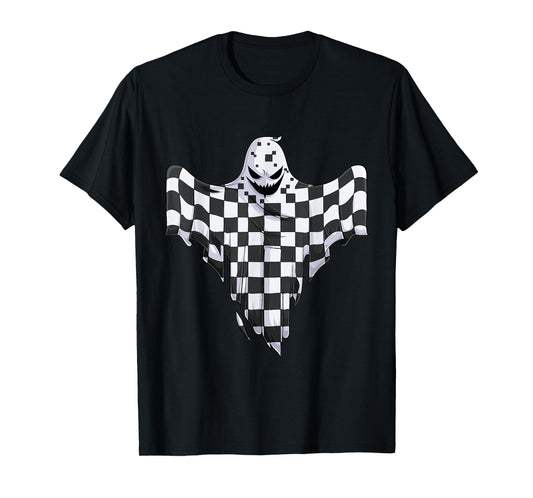 Ghost Halloween Kids Toddler Youth Race car Pit Crew T-Shirt