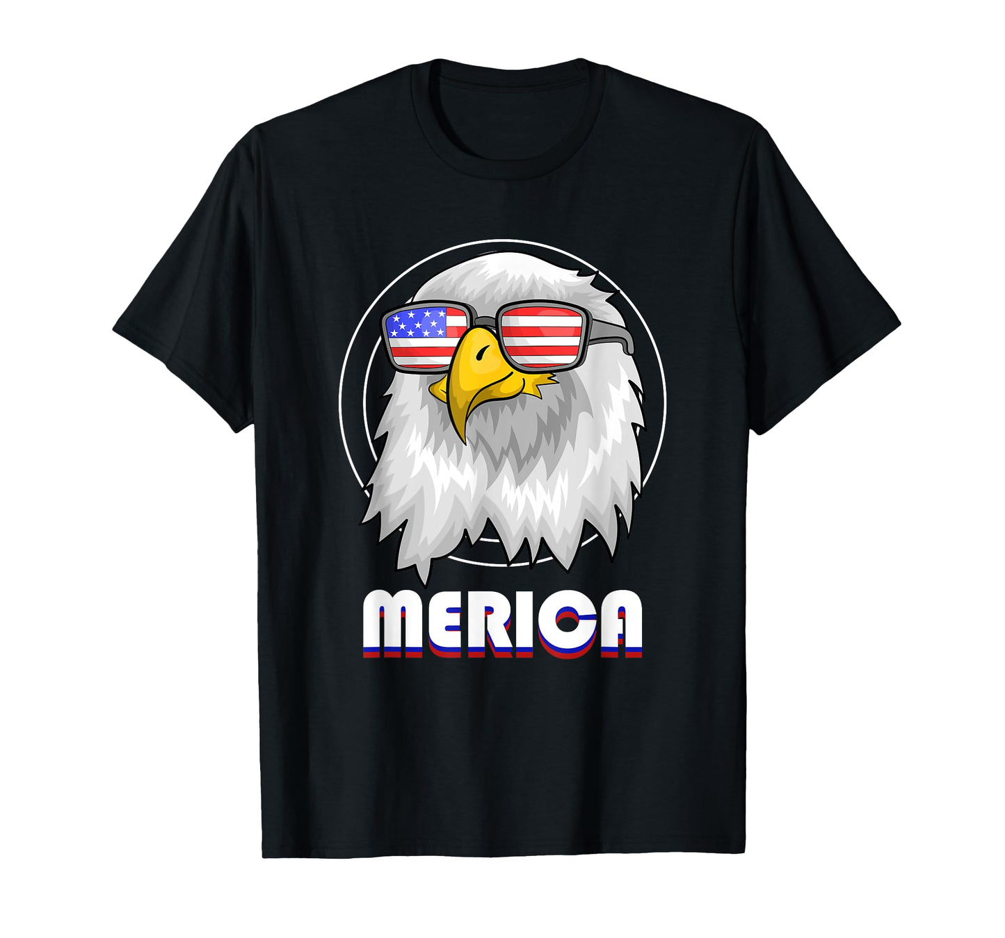 Cool US Flag Sunglasses 4th Of July Merica Bald Eagle Women Kids Men T-Shirt