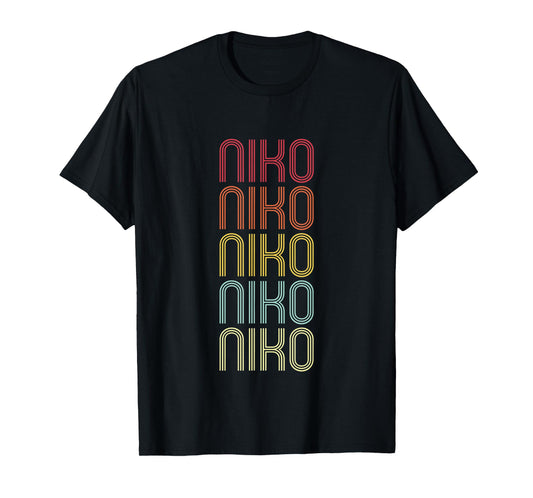 Niko Retro Wordmark Pattern Vintage Personalized 70s T-Shirt