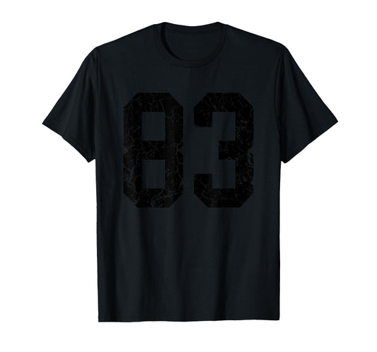 Distressed Black Number 83 Jersey Player Uniform #83 Fan T-Shirt