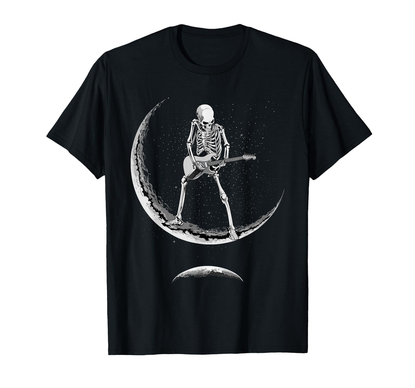 Rock On Skeleton Moon Shirt - Funny Halloween Rock And Roll T-Shirt