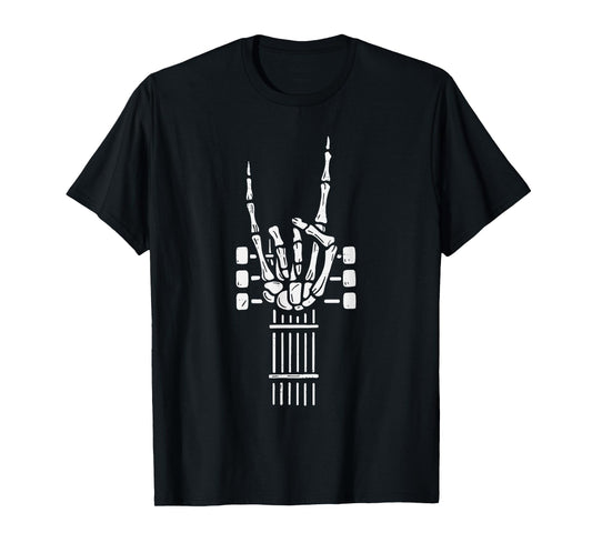 Rock On Skeleton Hand Guitar Guitarist Funny Music Halloween T-Shirt