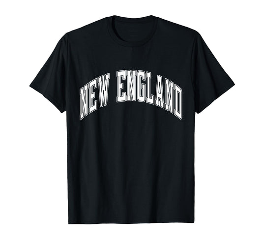 New England Varsity Style White Text T-Shirt