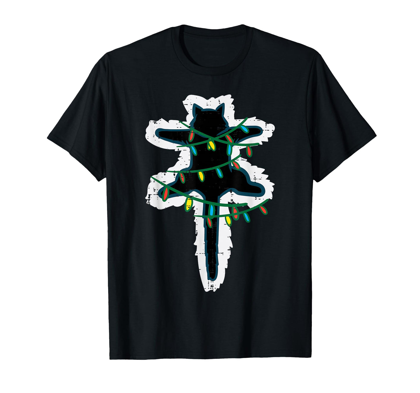 Christmas Lights Fried Cat Funny Xmas Women Girls Kids Men T-Shirt