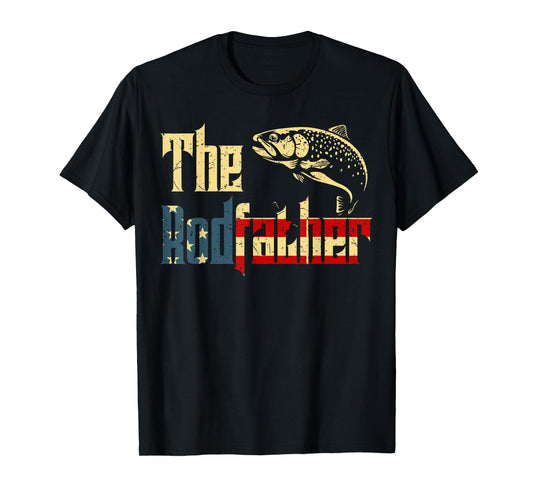 Rodfather Rainbow Trout Fly Fishing Gift Dad Joke Daughter T-Shirt