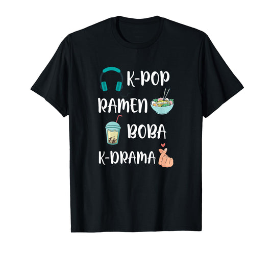 Kawaii K-Pop Ramen Boba Bubble Tea K-Drama Lover T-Shirt