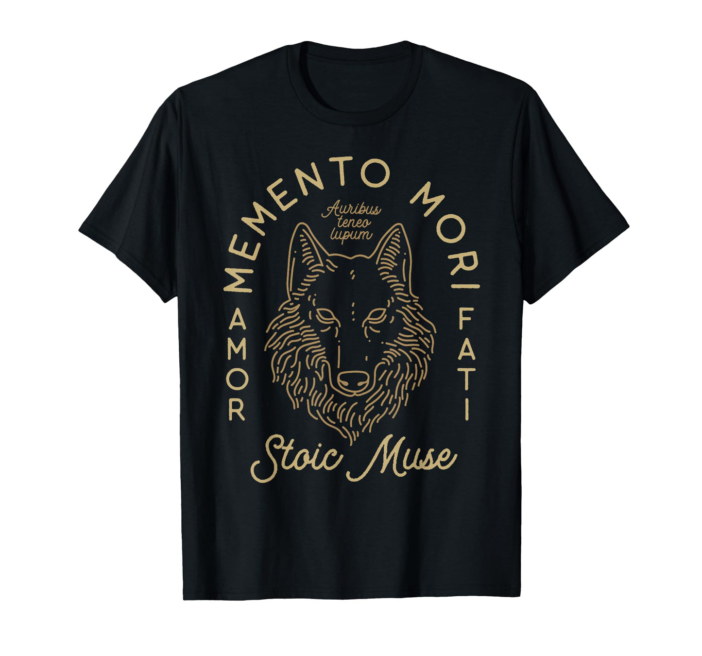 Auribus Teneo Lupum Memento Mori Amor Fati Wolf Graphic T-Shirt